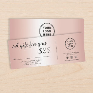 Business Gift Voucher Rose Gold Certificate Ticket