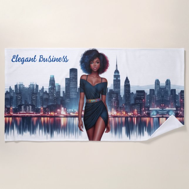 Business girl African fashion lovely evening city Beach Towel (Front)