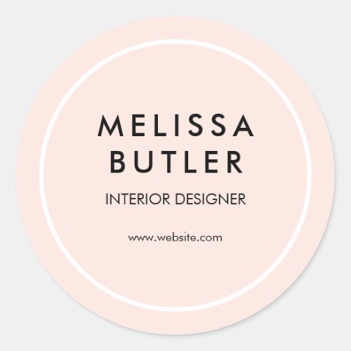 Business Girly Elegant Blush Pink Classic Round Sticker