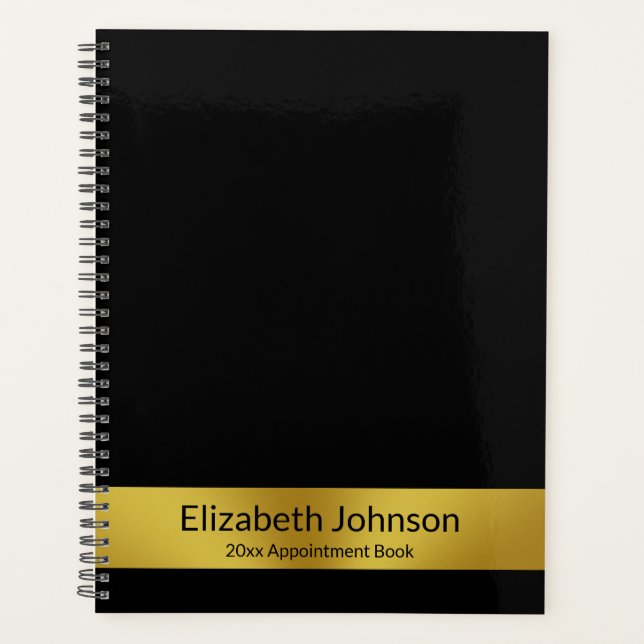 Business Gold and Black Name Appointment Book Planner (Front)