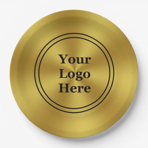 Business Gold and Black Promotional Your Logo Here Paper Plates