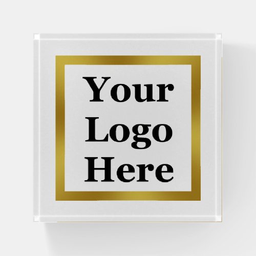 Business Gold and White Your Logo Here Template Paperweight