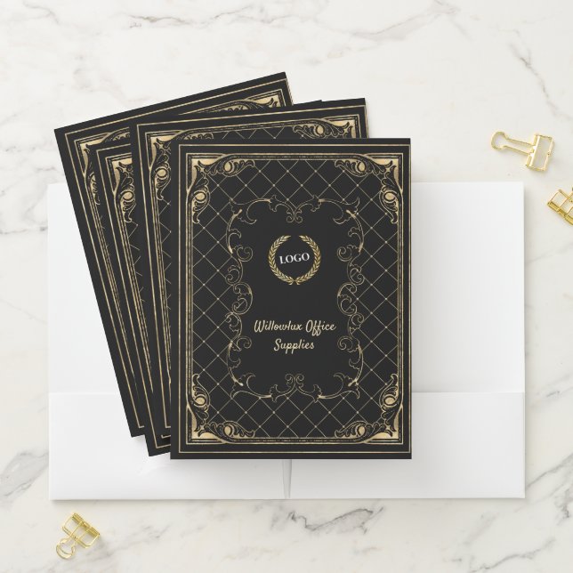 Business Gold Black Logo Classic Elegant Pocket Folder (In Situ)
