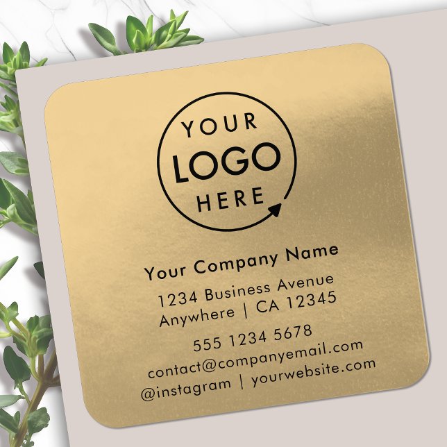 Business Gold Sticker Roll | Logo Address Labels (Professional pre-addressed seal showcasing your brand for envelopes, parcel shipping & business mail)