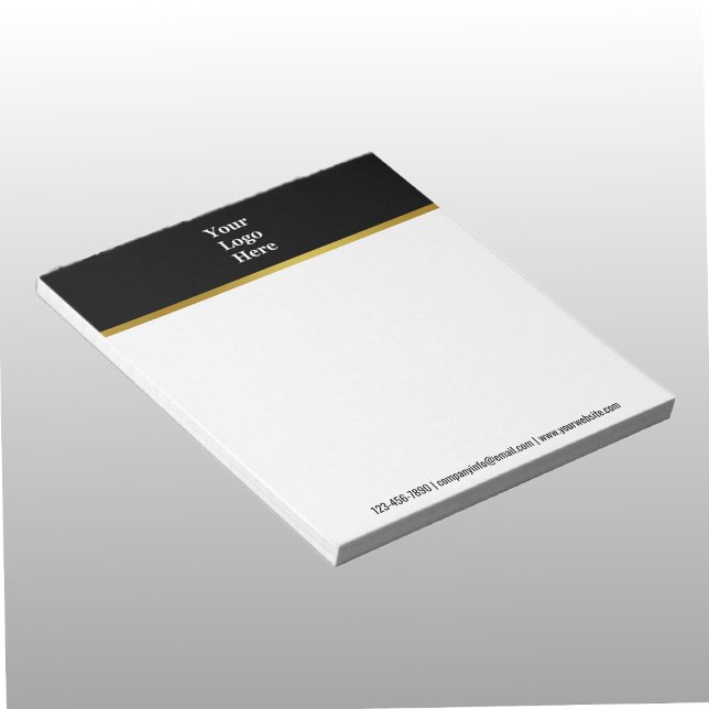 Business Gold White Black Text and Your Logo Here Notepad (Creator Uploaded)