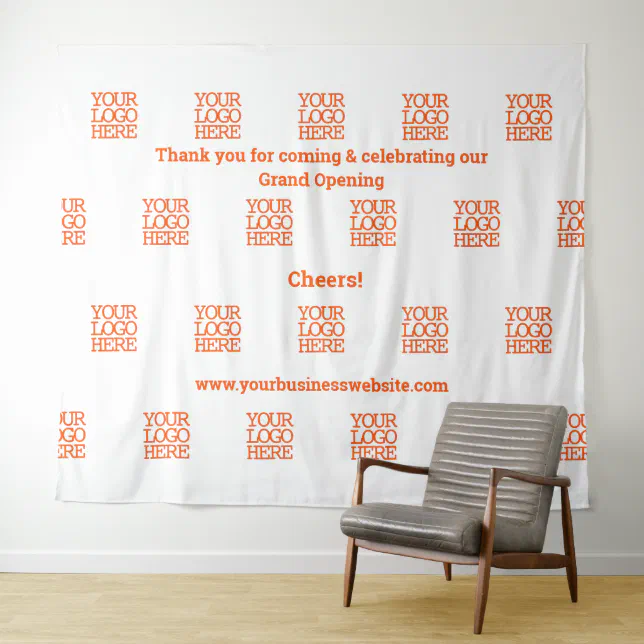 Business Grand Opening Add Logo Photo Wall Tapestry | Zazzle