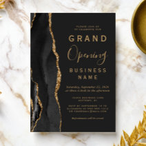 Elegant Black Gold Logo New Business Opening Event Invitation