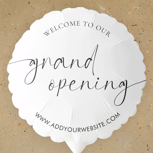 Business Grand Opening Elegant Script Branded Balloon (Elegant business launch party event balloon with custom business name on white background)