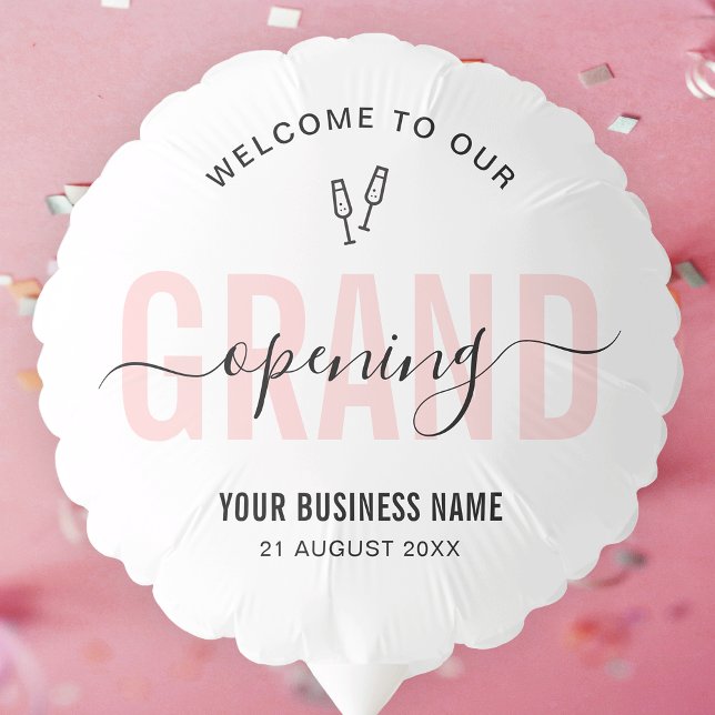 Business Grand Opening Event Blush Pink Logo Balloon (Modern blush pink and white custom business launch event branded balloon)