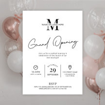 Business Grand Opening Minimalist Black & White