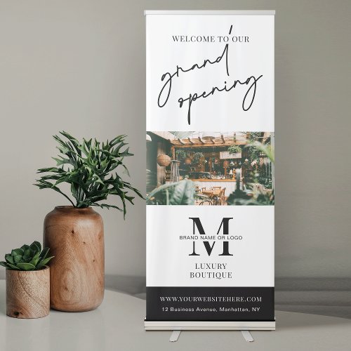 Business Grand Opening Minimalist Logo Photo Retractable Banner