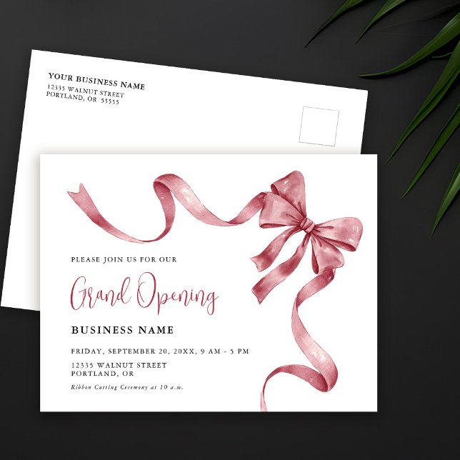 Business Grand Opening Modern Ribbon Cutting Invitation Postcard (Creator Uploaded)