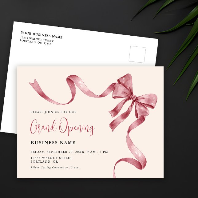 Business Grand Opening Modern Ribbon Cutting Invitation Postcard (Creator Uploaded)