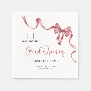 Business Grand Opening Modern Ribbon Logo Napkins