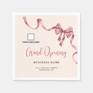 Business Grand Opening Modern Ribbon Logo Napkins