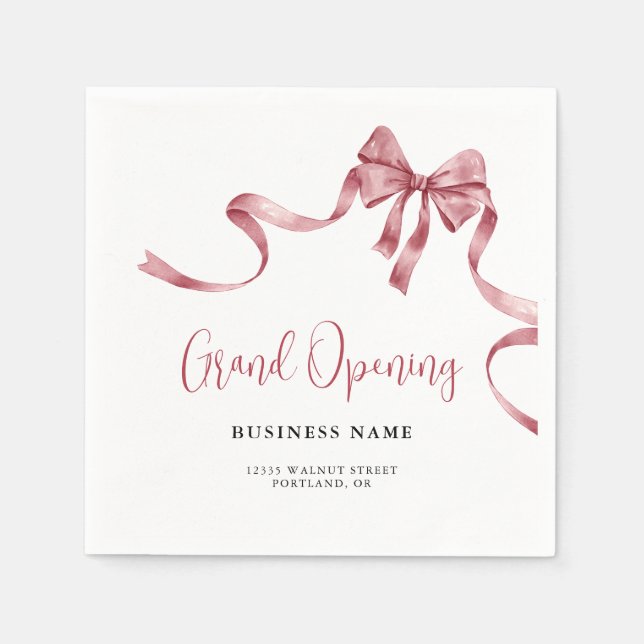 Business Grand Opening Modern Ribbon Napkins (Front)