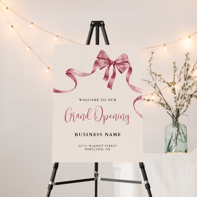 Business Grand Opening Modern Ribbon Welcome Sign (In Situ (Stand))