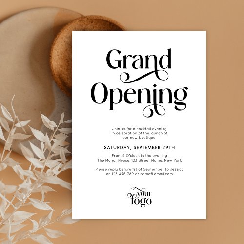 Business Grand Opening Modern Script Logo Elegant Invitation