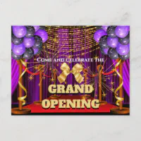 Gold Silver Balloons Grand Opening Ribbon Cutting Invitation