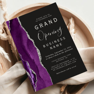 Business Grand Opening Purple Silver Agate Dark Invitation