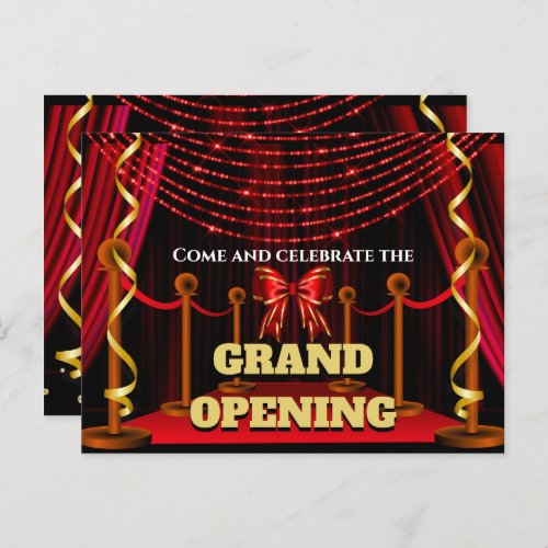 Business grand opening red curtain VIP red carpet Announcement Postcard