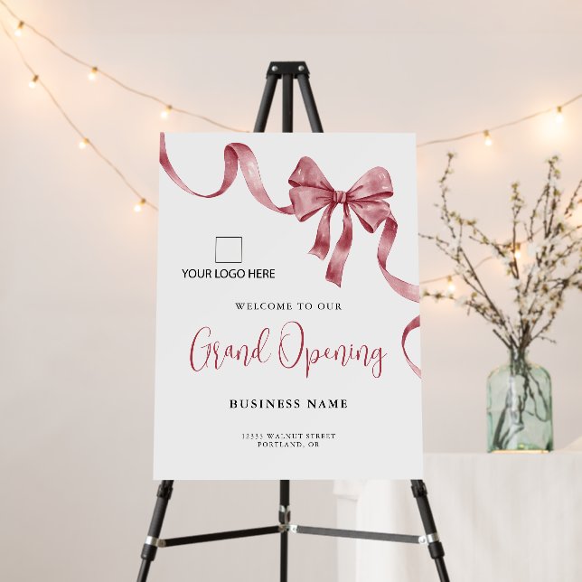Business Grand Opening Ribbon Logo Welcome Sign (In Situ (Stand))