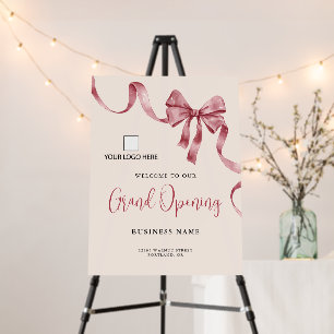 Business Grand Opening Ribbon Logo Welcome Sign