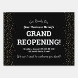 Business Grand Reopening Black Confetti Sign