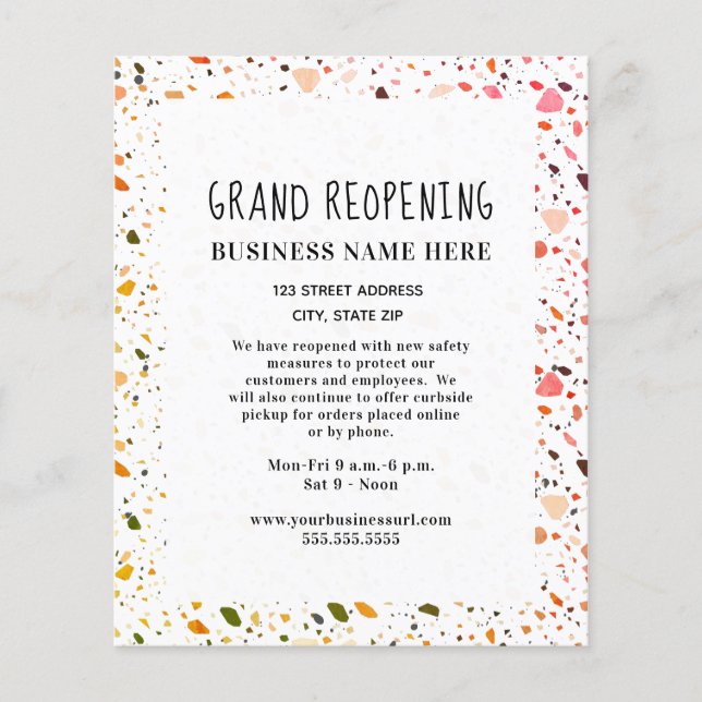 Business Grand Reopening Covid Safety Terrazzo Flyer (Front)