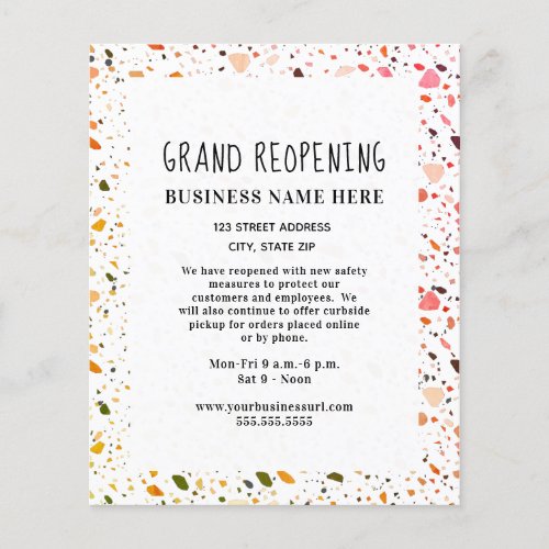 Business Grand Reopening Covid Safety Terrazzo Flyer