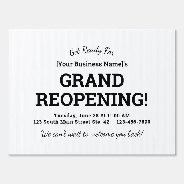 Business Grand Reopening Sign (Back)