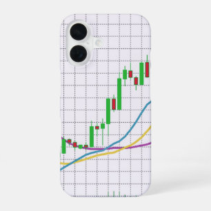 Business graph on stock market white design iPhone 16 Case