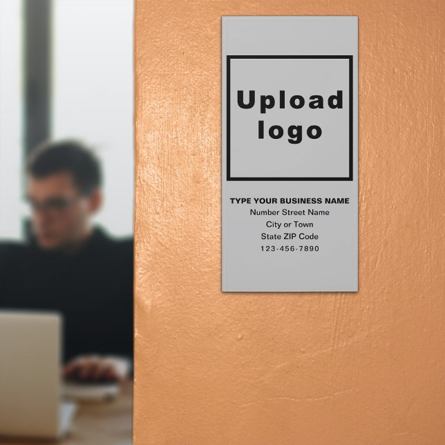 Business Gray Classic Portrait Door Sign (Build brand name awareness. Your business brand on gray classic portrait door sign.)