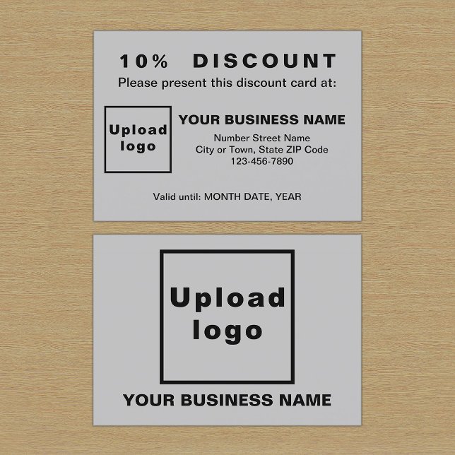 Business Gray Discount Card (Front and back sides of gray discount card for your business. Attract more customers or clients.)