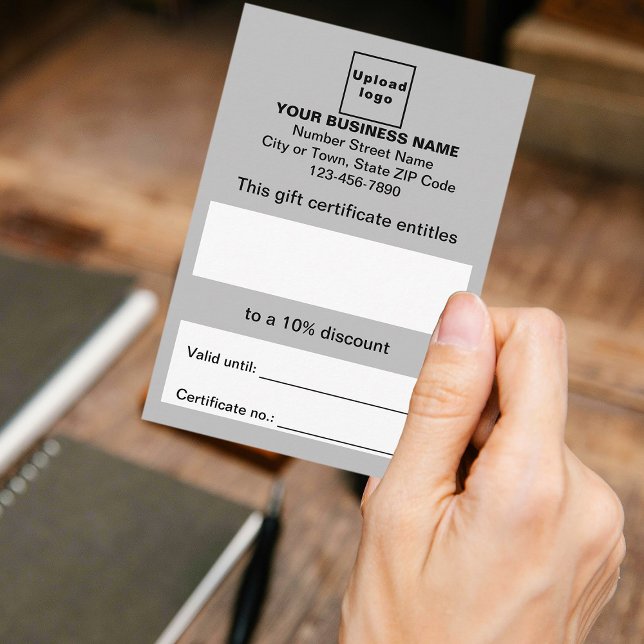 Business Gray Gift Certificate (Customer holding business gray gift certificate)