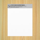Business Gray Letterhead on Paper Sheet<br><div class="desc">Paper sheet with customizable heading. Paper sheet as letterhead. Customize the heading by uploading your business logo, typing your business or company name, address, phone number, e-mail and website or social media page. Paper sheet with your business name on heading to advertise your business or promote your brand name to...</div>