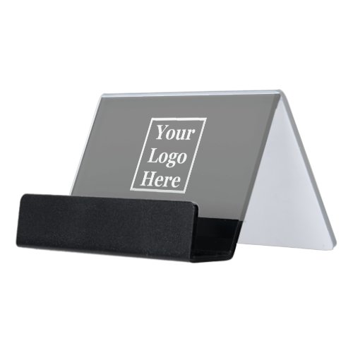 Business Gray Your Logo Here Template Desk Business Card Holder