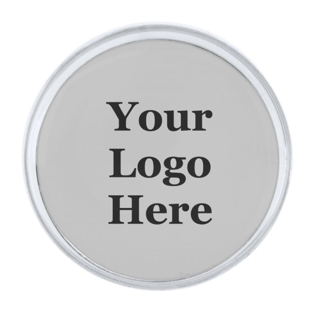 Business Gray Your Logo Here Template Silver Finish Lapel Pin (Front)