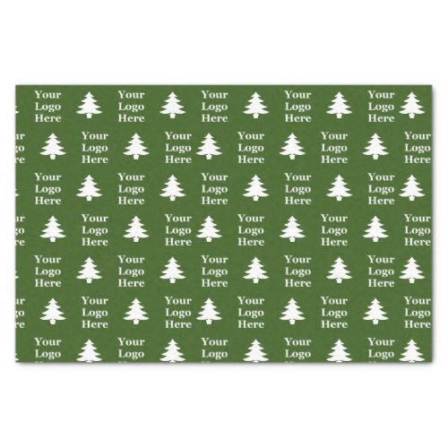 Business Green and White Christmas Trees Your Logo Tissue Paper