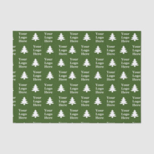 Business Green and White Christmas Trees Your Logo Tissue Paper