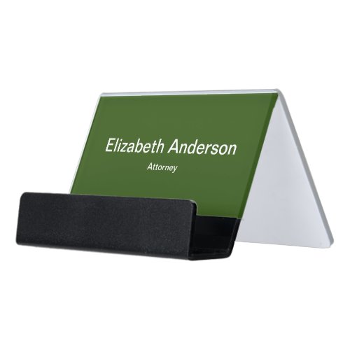 Business Green and White Name Job Title Template Desk Business Card Holder