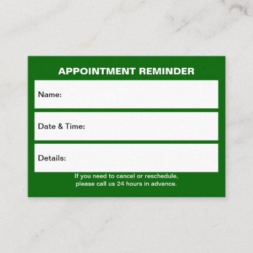 Business Green Appointment Card