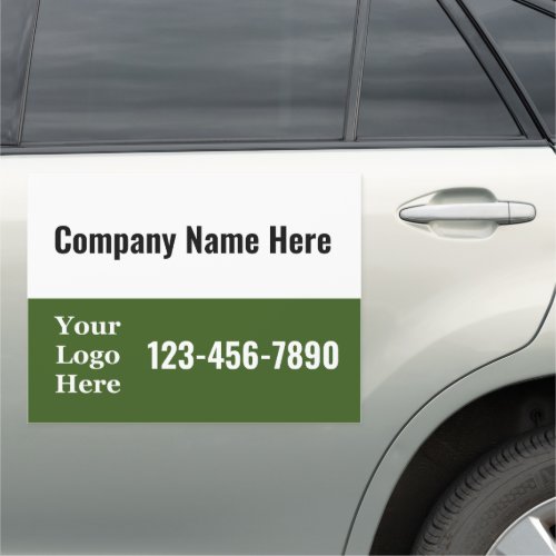 Business Green Black White Text and Logo Template Car Magnet