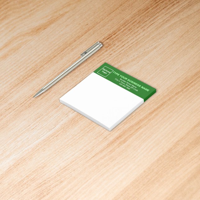 Business Green Heading White Square post it note (Build brand name awareness. Your business brand on green heading of square post it note.)