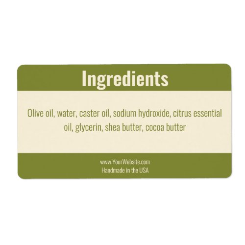 Business Green Off_White Product Ingredient List Label
