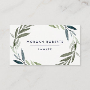 Business Green Olive Leaf Wreath Professional Card