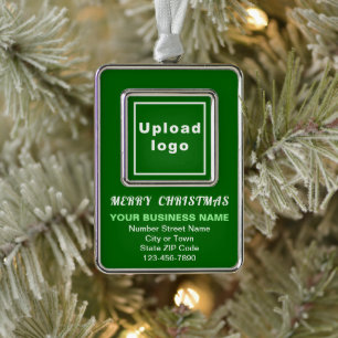 Business Green Portrait Rectangle Framed Christmas Ornament