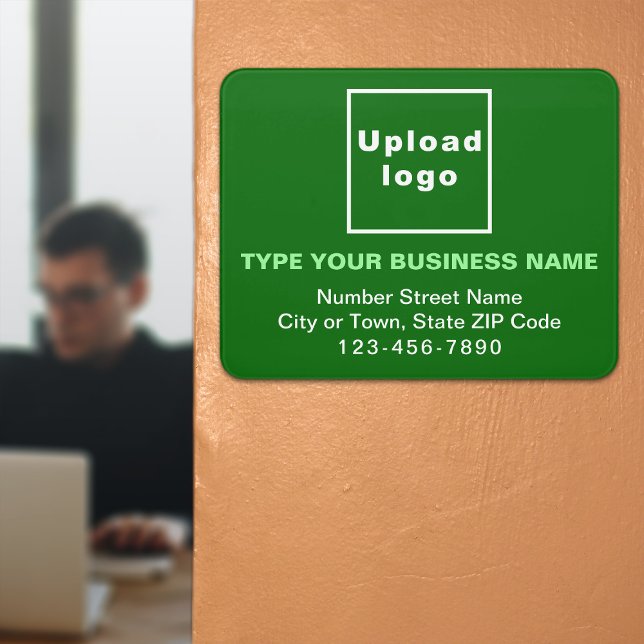 Business Green Rectangle Door Sign (Build brand name awareness. Your business brand on green rectangle door sign.)