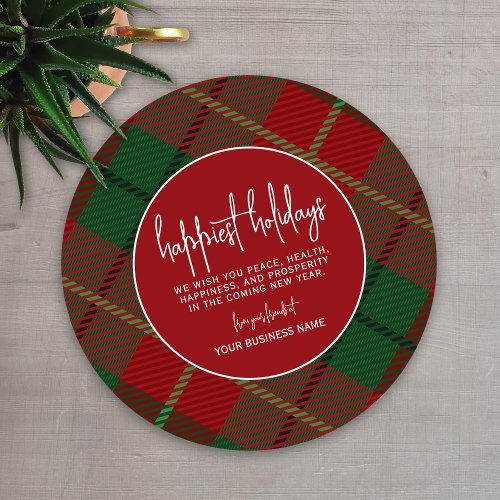 Business _ green red plaid _ Happiest Holiday Card