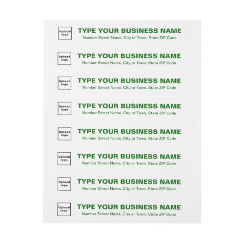 Business Green Texts on White Return Address Wrap Around Label